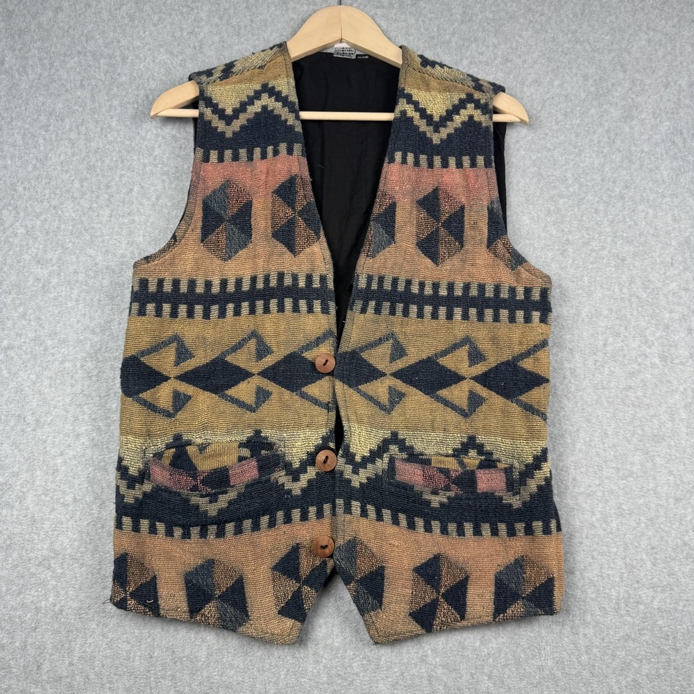 Venus Imports Vest Womens Medium Multicolor Southwestern Woven Cotton Nepal Boho